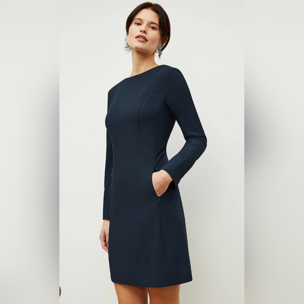 M.M.Lafleur Etsuko Dress Sz 4 Mightnight Blue Long sleeved Knee-length